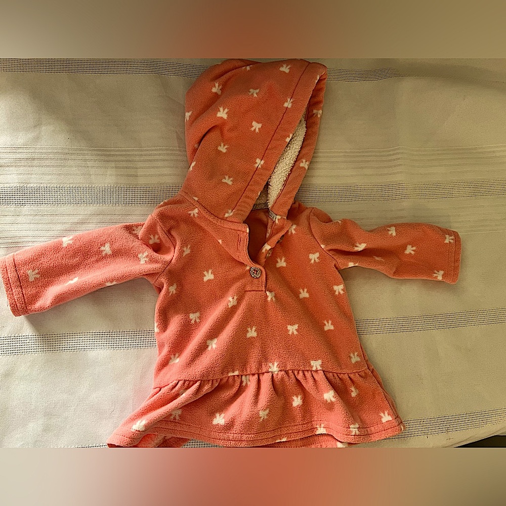 CartersAdorable Peach Hooded Baby Dress size 6mths